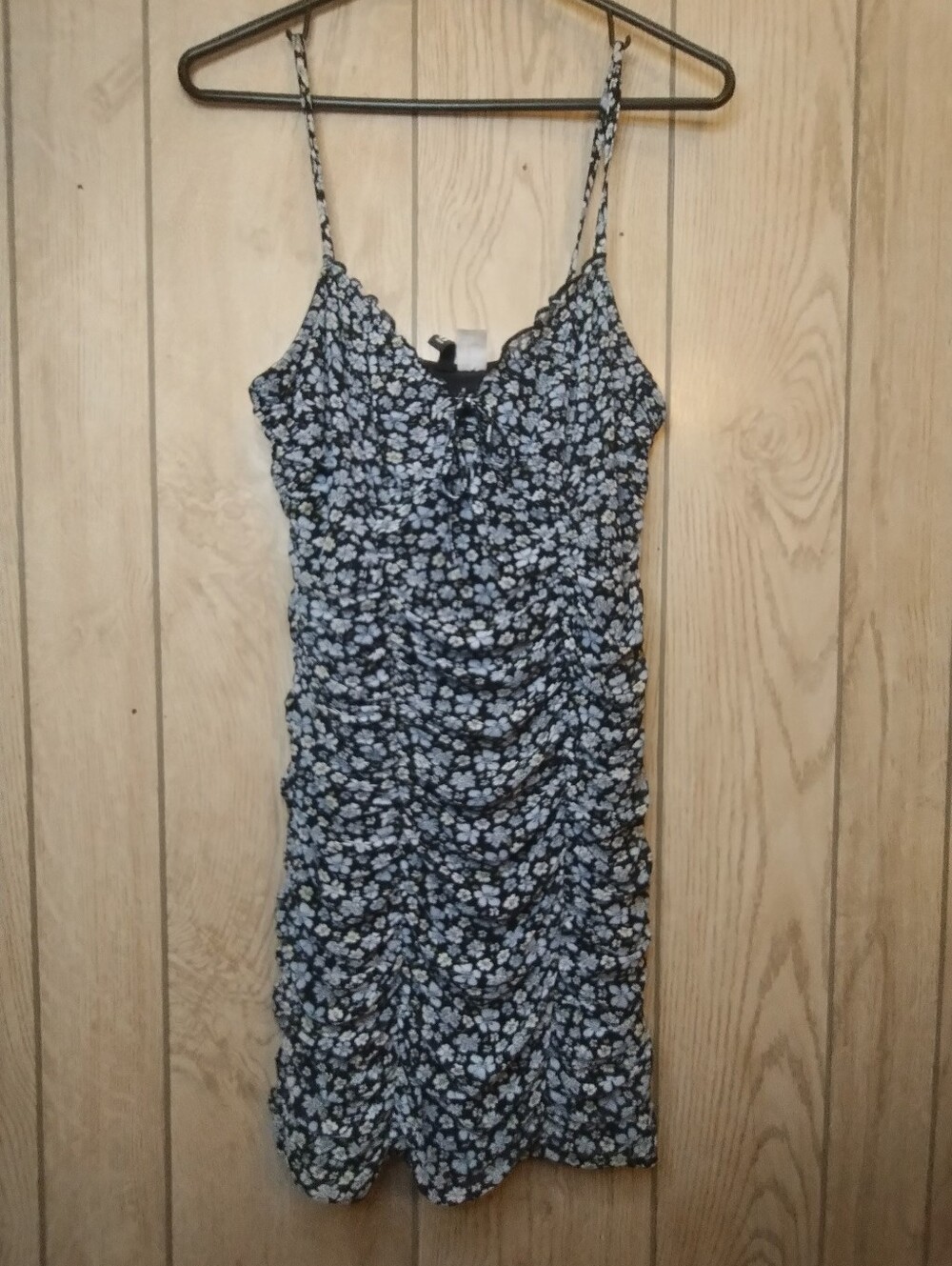 H&M Divided Black Mini Dress with White Floral Print